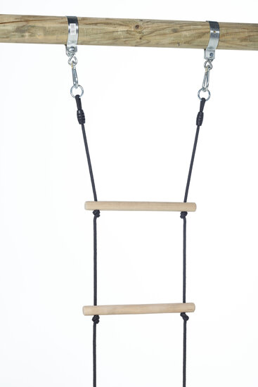 Touwladder-zwart gevlochten touw- 6 sporten