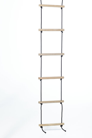 Touwladder-zwart gevlochten touw- 6 sporten