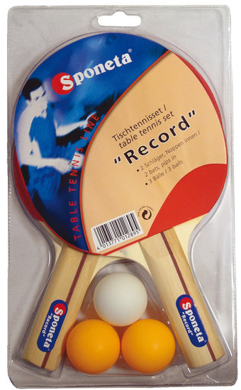 Sponeta Record 2x Tafeltennisbat en 3 ballen 
