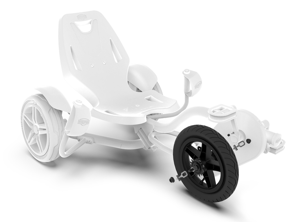 Wiel zwart 12.5x2.25-8 slick + BFR-naaf