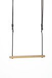 Houten trapeze met zwart gevlochten touw Houten trapeze met zwart gevlochten touw