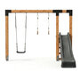 Exit Linea Robuust 110 dubbele houtenschommel met glijbaan en turnringen