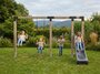 Exit Linea Robuust 110 dubbele houtenschommel met duikelrek en glijbaan_