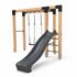 Exit Linea Robuust 110 houten monkeybar met dubbele schommel met glijbaan_