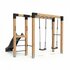 Exit Linea Robuust 110 houten monkeybar met dubbele schommel met glijbaan_