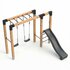 Exit Linea Robuust 110 houten monkeybar met dubbele schommel met glijbaan_