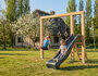 Exit Linea Massiv 140 dubbele houten schommel met glijbaan en turnringen_