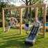 Exit Linea Massiv 140 dubbele houten schommel met duikelrek en glijbaan_